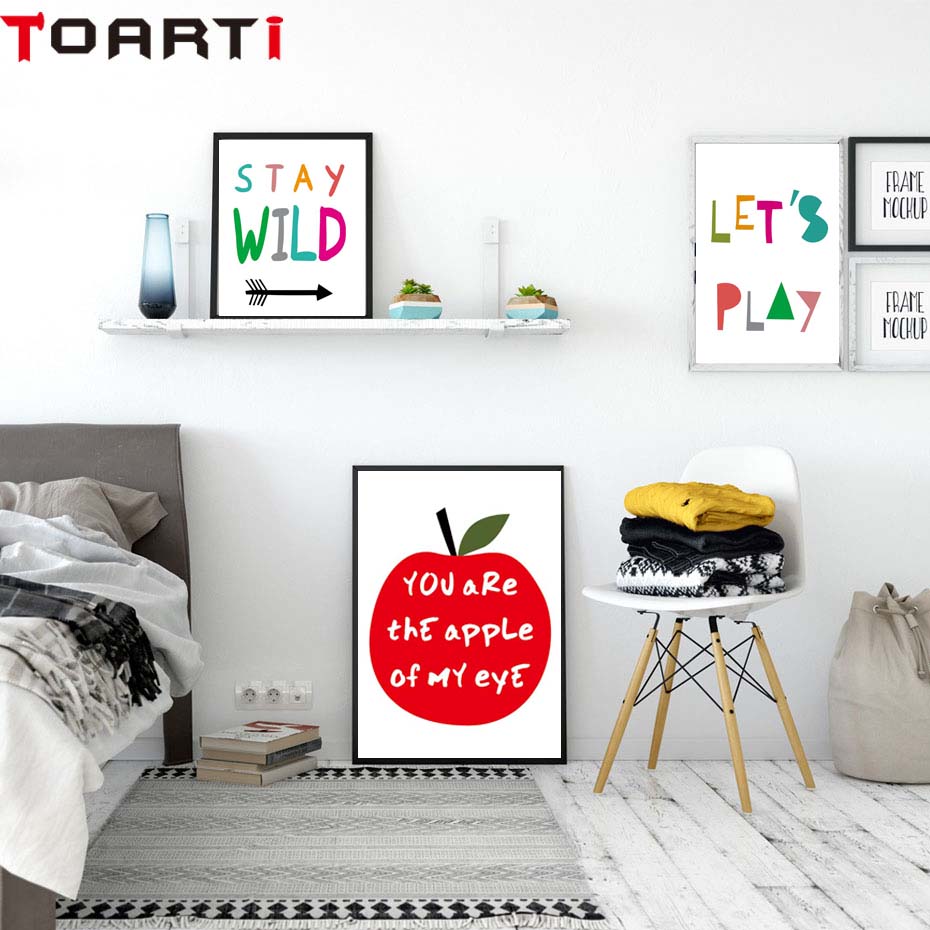 Modern Canvas Wall Art Print You Are Apple Play Inch Letters Poster For Bedroom Decor - 4