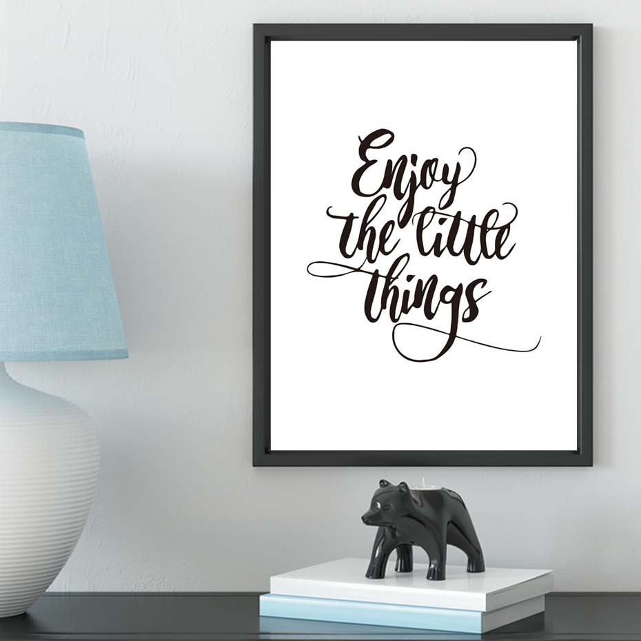 Black And White Nordic Nursery Canvas Wall Art Enjoy Little Things Poster Print For Home Decor - 4