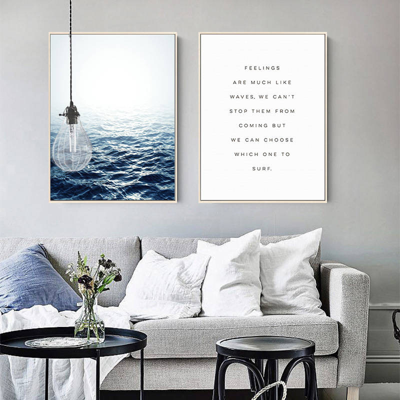 Scandinavian Modern Landscape Canvas Wall Art Sea Photography Prints For Home Decor - 4