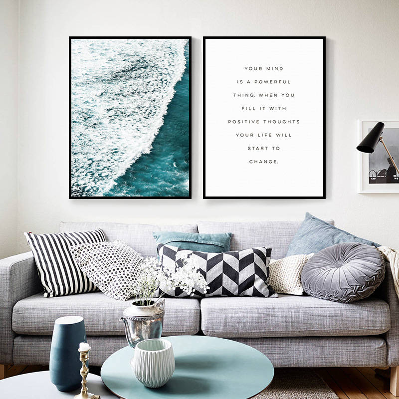 Scandinavian Modern Landscape Canvas Wall Art Sea Photography Prints For Home Decor - 1