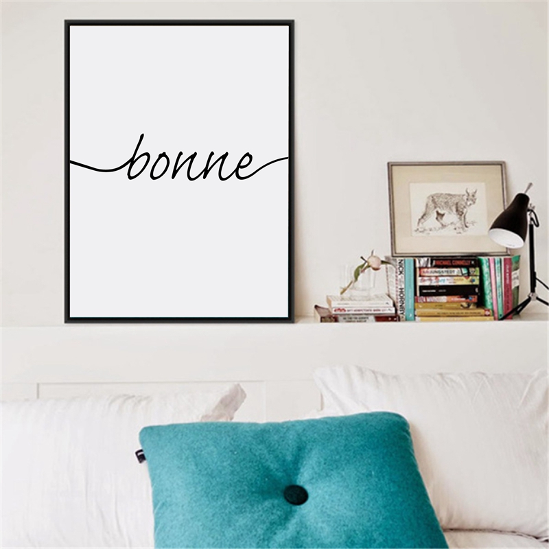 Modern Minimalist Bonne Nuit French Bedroom Wall Art On Canvas Contemporary Painting Print - 3