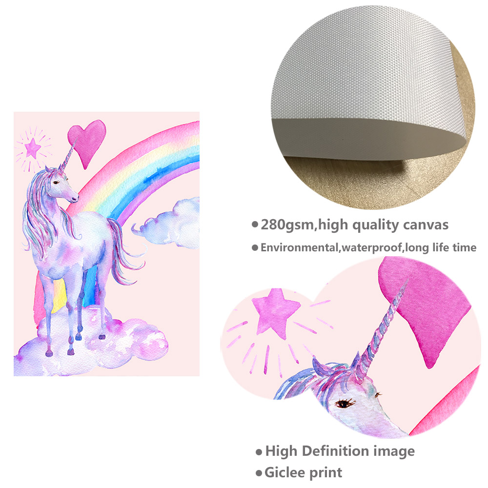 Rainbow Unicorn Posters Canvas Prints Watercolor Pegasus Painting Wall Art Decorative Picture Nordic Style - 5