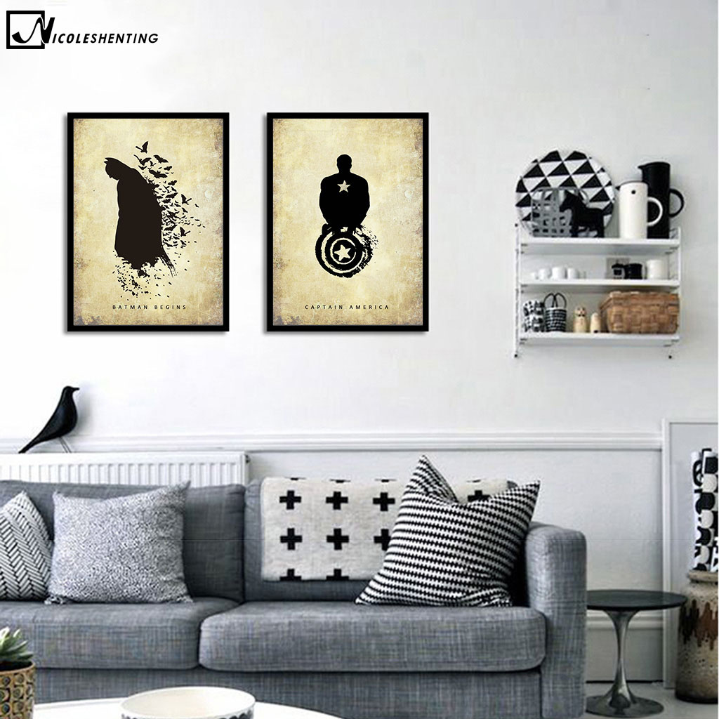 Batman Superman Hulk Superheroes Vintage Poster Minimalist Art Canvas Painting Wall Picture Print Home Room 390 - 2