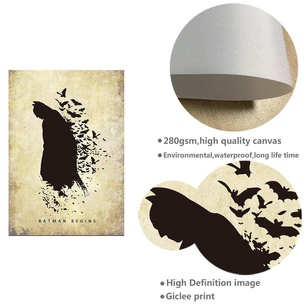 Batman Superman Hulk Superheroes Vintage Poster Minimalist Art Canvas Painting Wall Picture Print Home Room 390 - 5