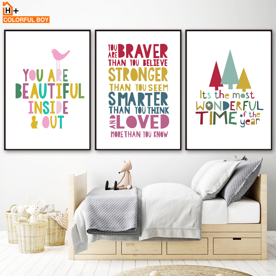 Nordic Style Inspirational Quotes Canvas Wall Art Posters Prints For Nursery Home Kids Room Decor - 4