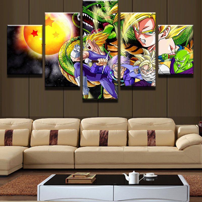 5piece Dragon Ball Goku Character Hd Canvas Art Print Set For Modern Home Wall Decor - 4