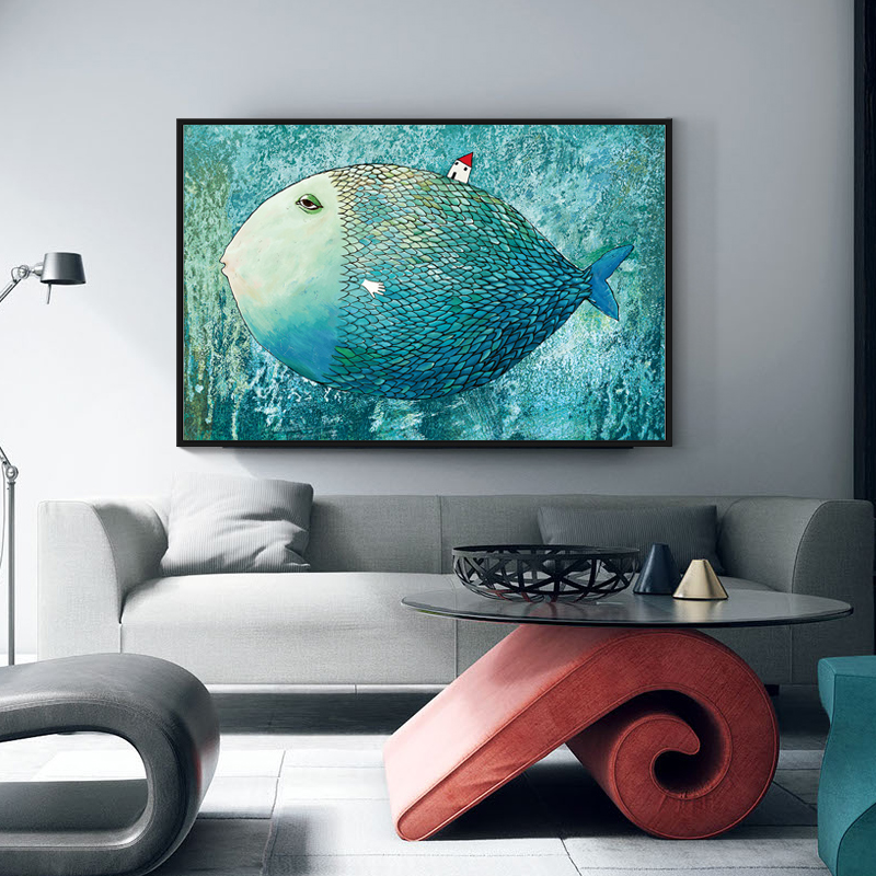Abstract Fish Nordic Poster Canvas Painting Watercolor Green Home Posters Prints Art - 2
