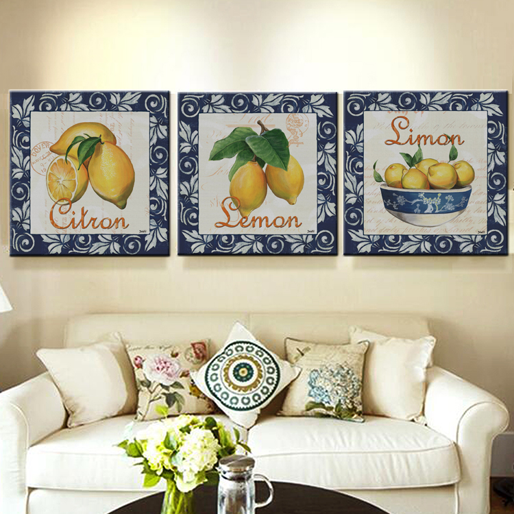 3 Panel Vintage Simon Lemon Home Wall Art Kitchen Picture Print Painting On Canvas Pictures Bedroom - 2