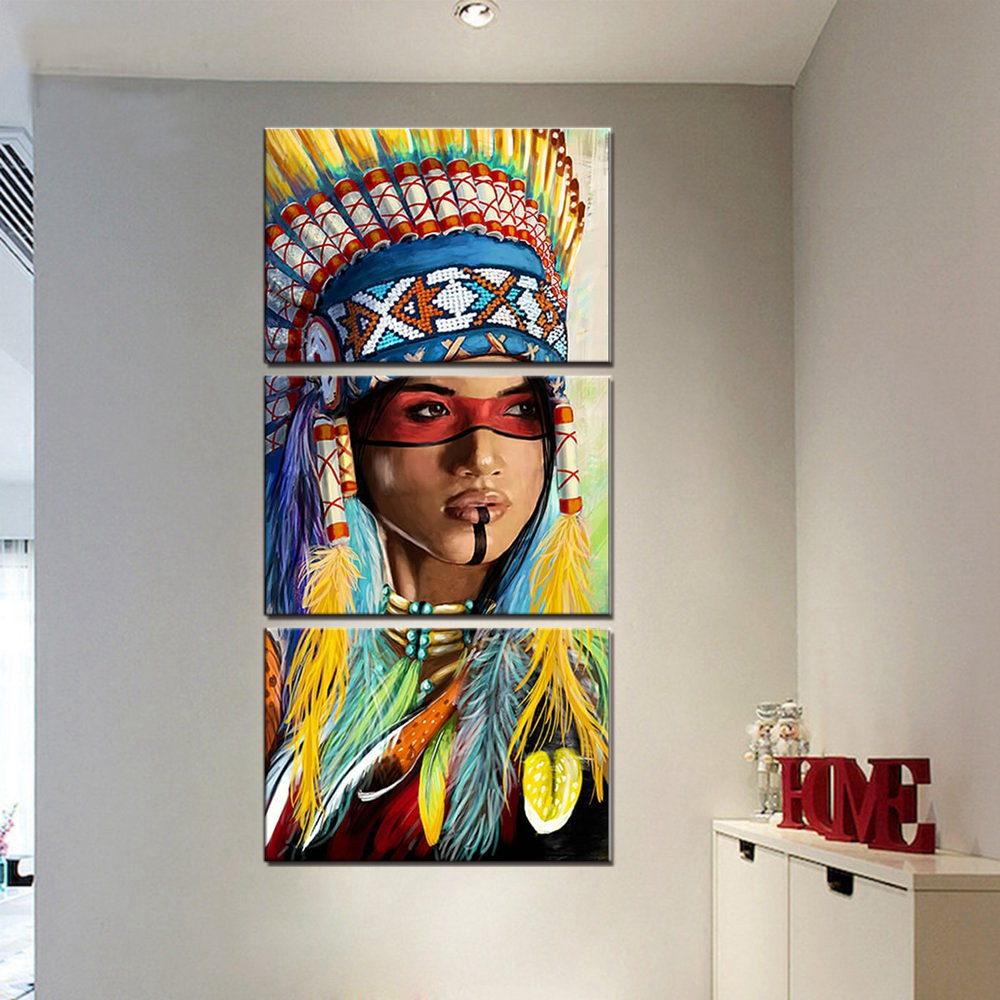 Vintage Home Native American Indian Feather Abstract Poster Art Print Canvas Painting Room Wall - 2
