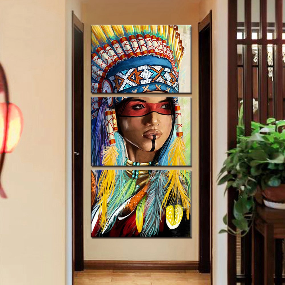 Vintage Home Native American Indian Feather Abstract Poster Art Print Canvas Painting Room Wall - 3