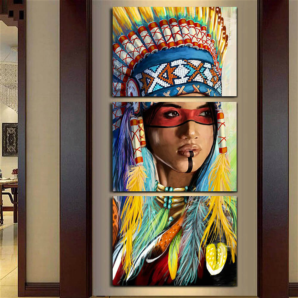 Vintage Home Native American Indian Feather Abstract Poster Art Print Canvas Painting Room Wall - 4