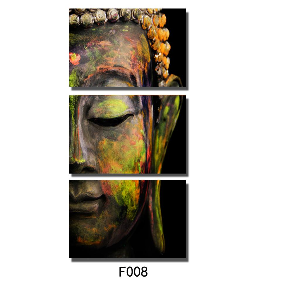 Modern Colorful Buddha Canvas Prints Painting By Numbers Home Art Oil Wall Head Portrait Picture 3 Panel - 3