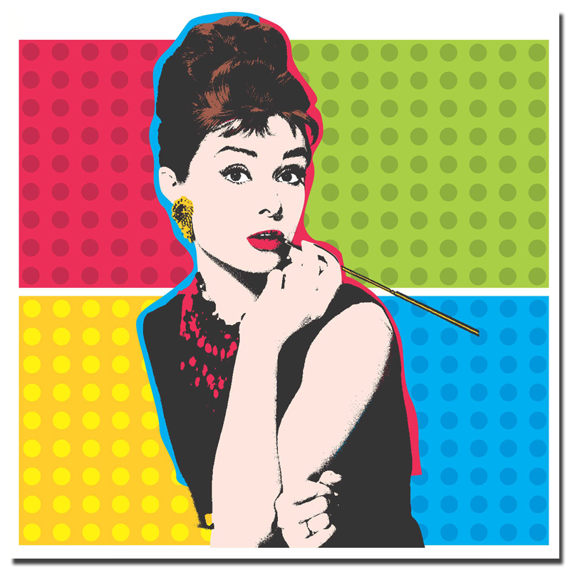 Andy Warhol Vintage Canvas Paintings Print Posters Colorful Audrey Hepburn Oil Painting Wall Art Pictures Living Room - 3