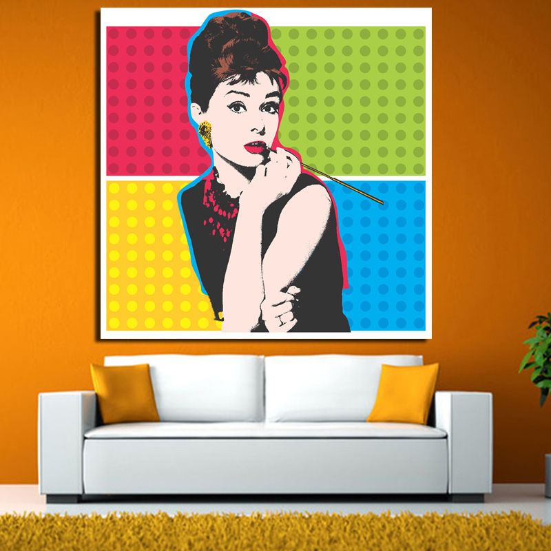 Andy Warhol Vintage Canvas Paintings Print Posters Colorful Audrey Hepburn Oil Painting Wall Art Pictures Living Room - 4