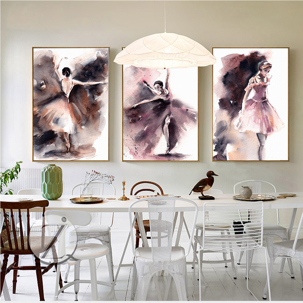 Abstract Ballerina Wall Pictures Home Watercolor Modern Sexy Dancer Posters Prints Living Room Cafe Bar - 2