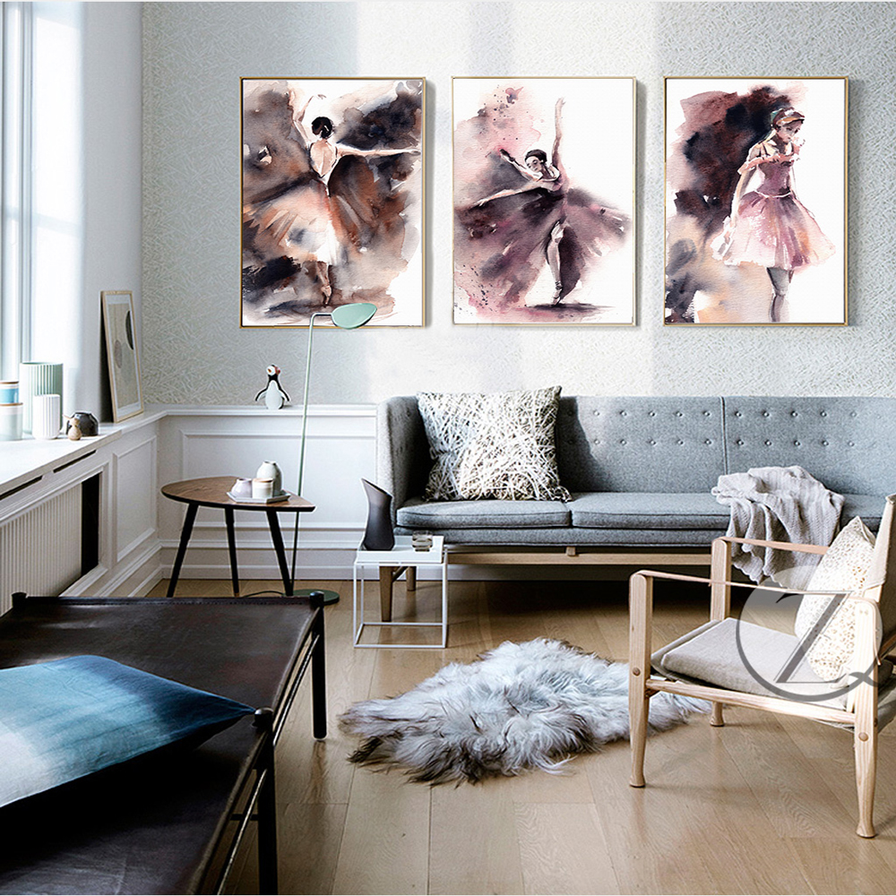 Abstract Ballerina Wall Pictures Home Watercolor Modern Sexy Dancer Posters Prints Living Room Cafe Bar - 3