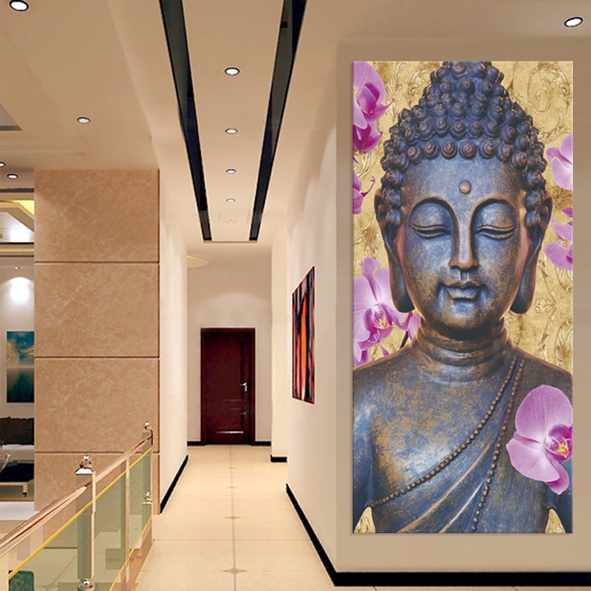 Canvas Painting Buddha Watercolor Retro Wall Art Picture Poster Home Porch No Frame F1641 - 4