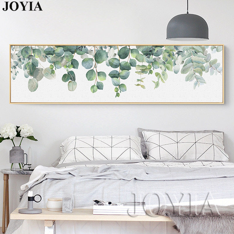 Home Nordic Style Painting Green Leaves Watercolor Leaf Wall Art Poster Canvas Prints Large Picture Bedroom - 2