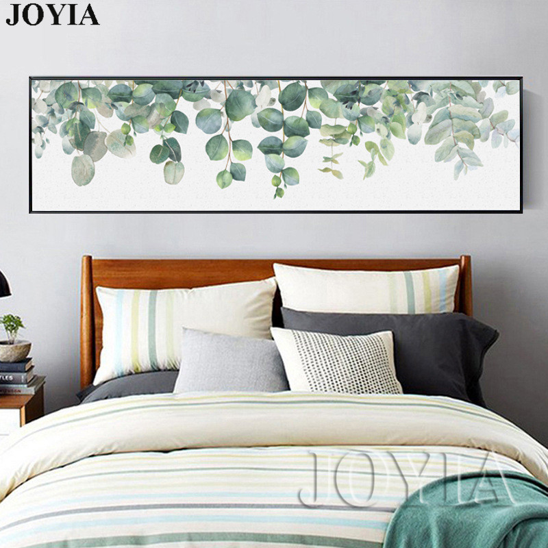 Home Nordic Style Painting Green Leaves Watercolor Leaf Wall Art Poster Canvas Prints Large Picture Bedroom - 4