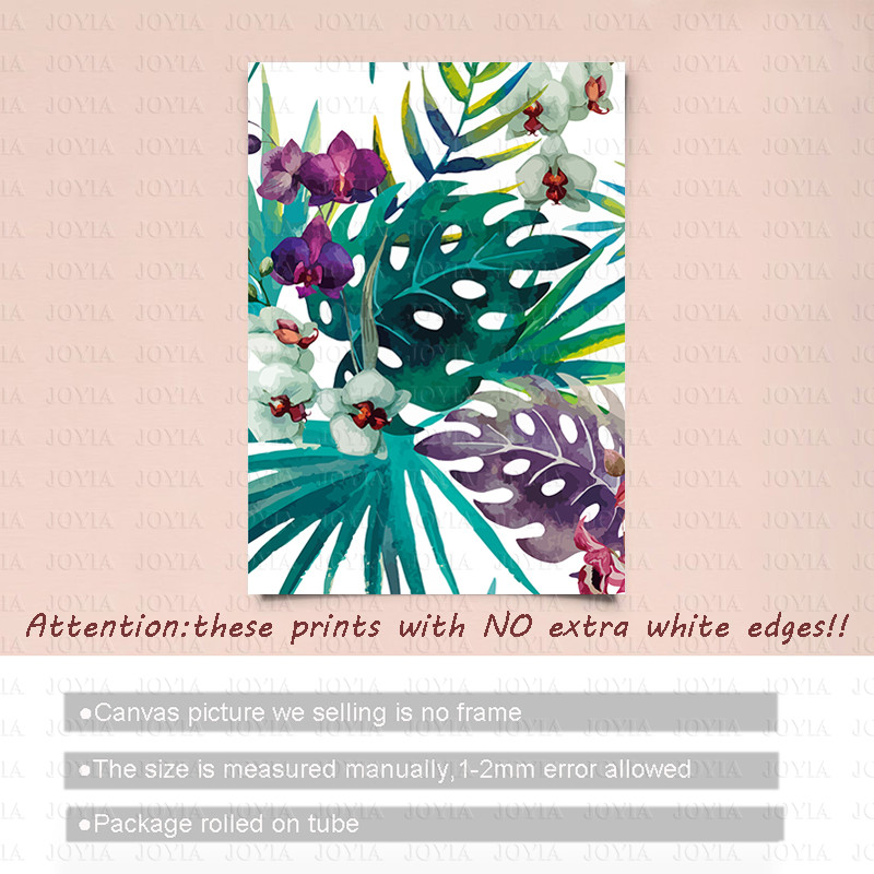 Watercolor Canvas Wall Art Rainforest Plants Bird Painting Tropical Leaves Pictures Home No Frame - 5