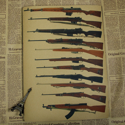 World Famous Gun Posters Military Vintage Poster Kraft Paper Decorative Painting Retro Wall Sticker 3021cm - 2