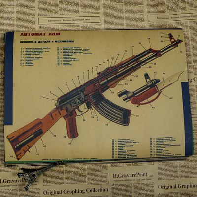 World Famous Gun Posters Military Vintage Poster Kraft Paper Decorative Painting Retro Wall Sticker 3021cm - 3