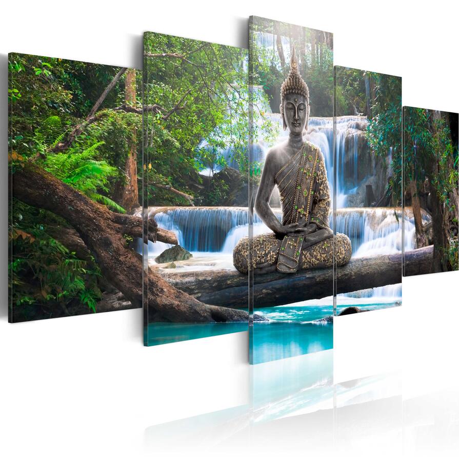 Buddha Canvas Print Modern Abstract Zen Art Painting Home Decorationcolor:greenyellowpurplesize:2 No Frame - 2