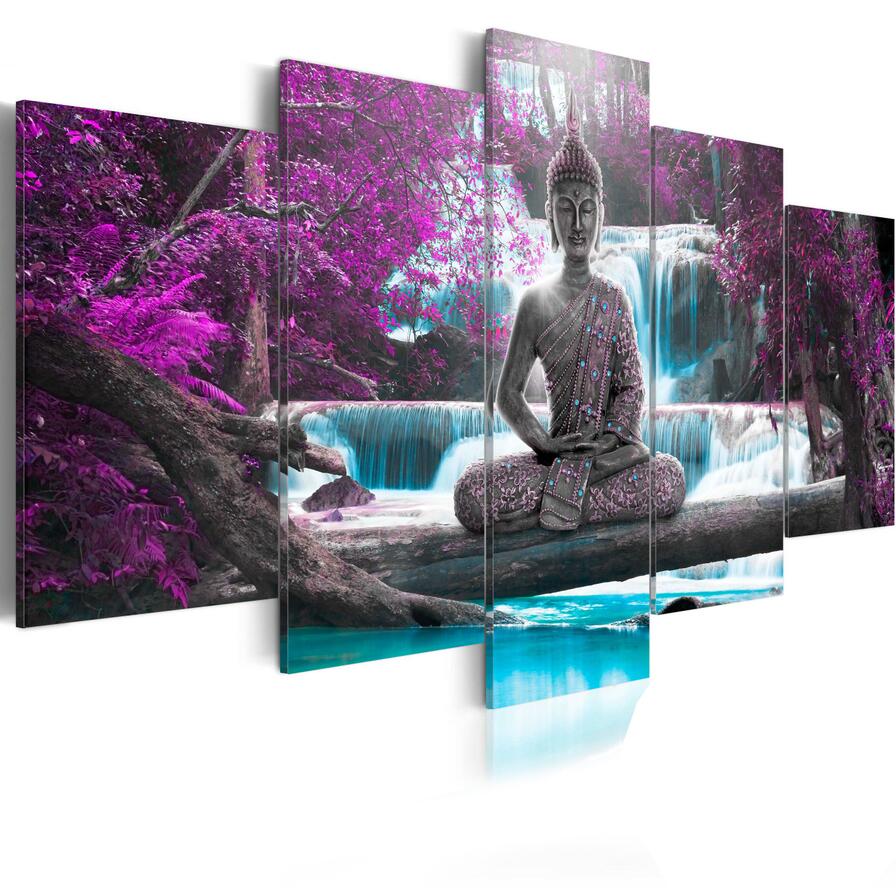 Buddha Canvas Print Modern Abstract Zen Art Painting Home Decorationcolor:greenyellowpurplesize:2 No Frame - 6