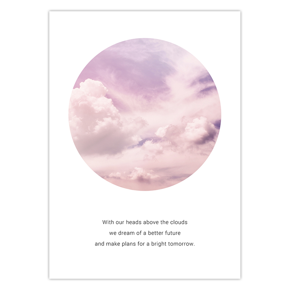 Scandinavian Nordic Style Pink Clouds Quote Canvas Print Poster For Living Room Wall Art Decor - 5