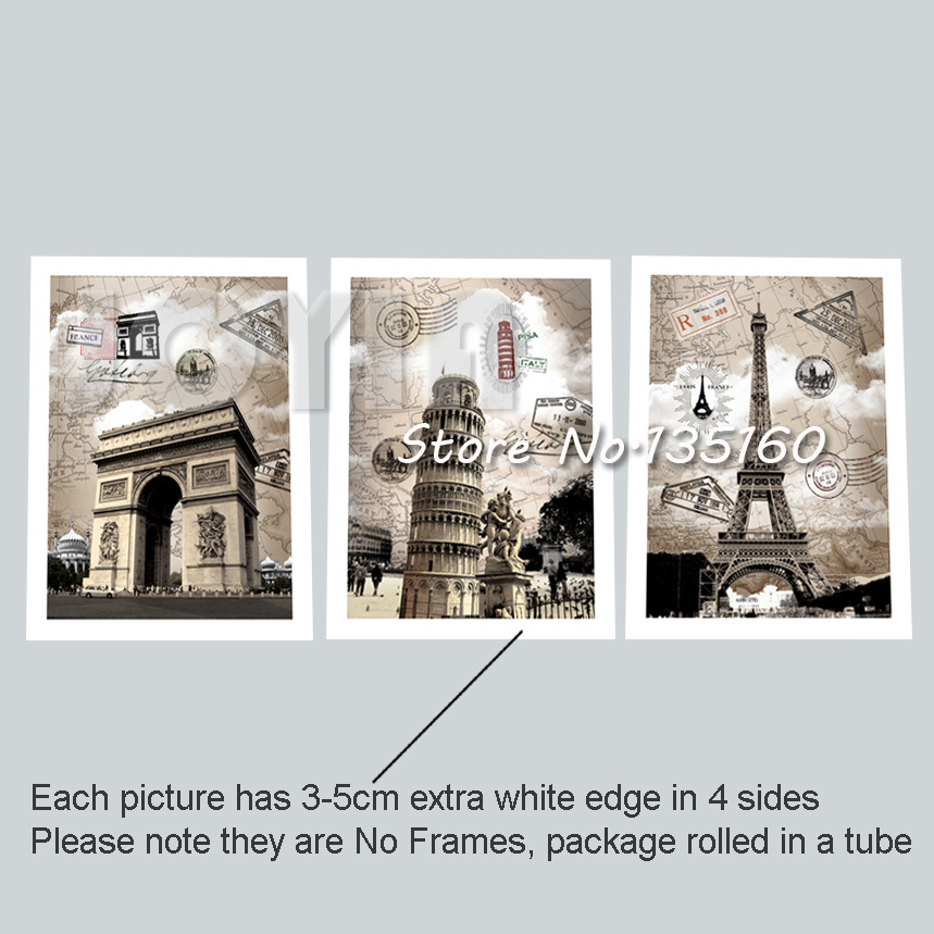 Italy Paris Vintage Style Painting Canvas Art Prints 3 Piece Europe Landscape Decorative Pictures Wall No Frame - 4