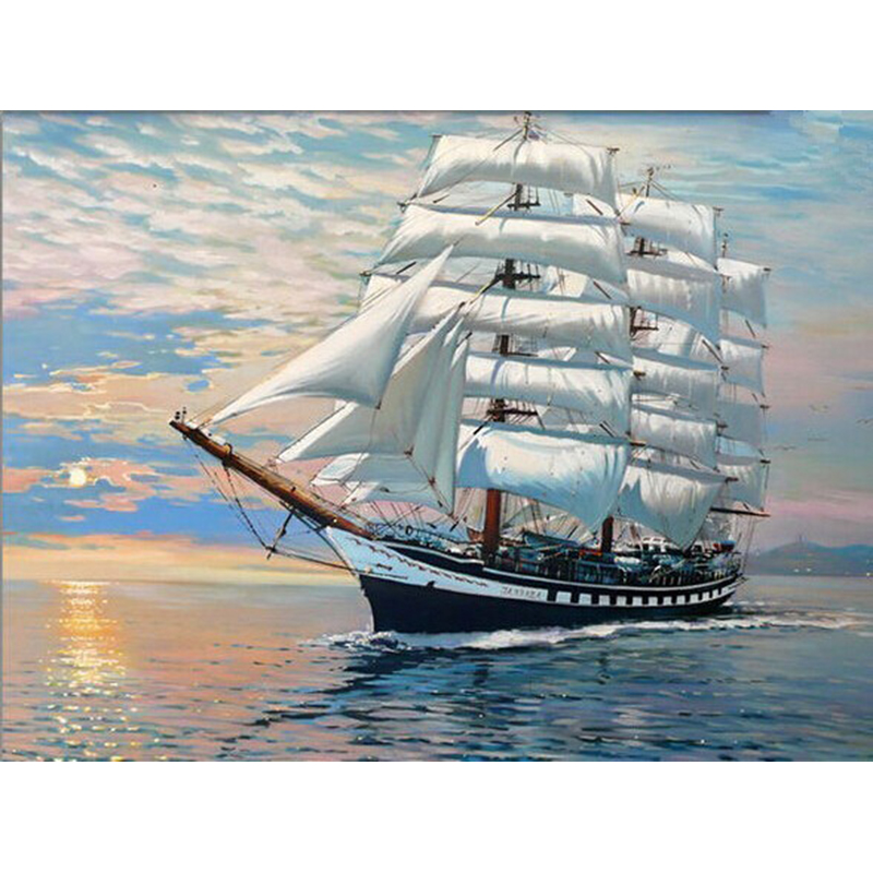 Artsailing Acrylic Paint By Numbers Kit Sea Voyage Ship Canvas Painting Poster - 3