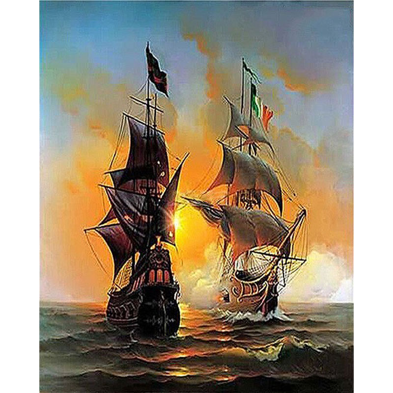 Artsailing Acrylic Paint By Numbers Kit Sea Voyage Ship Canvas Painting Poster - 13