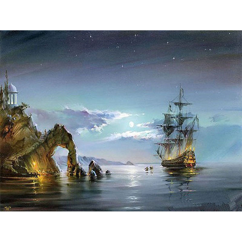 Artsailing Acrylic Paint By Numbers Kit Sea Voyage Ship Canvas Painting Poster - 14