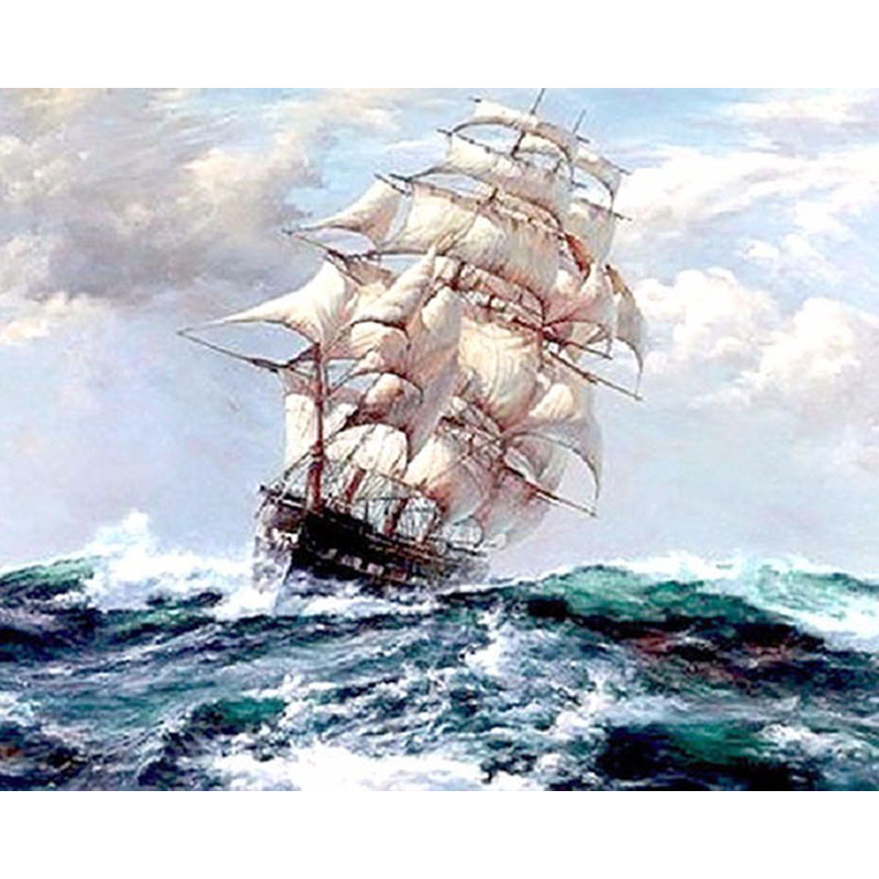 Artsailing Acrylic Paint By Numbers Kit Sea Voyage Ship Canvas Painting Poster - 20