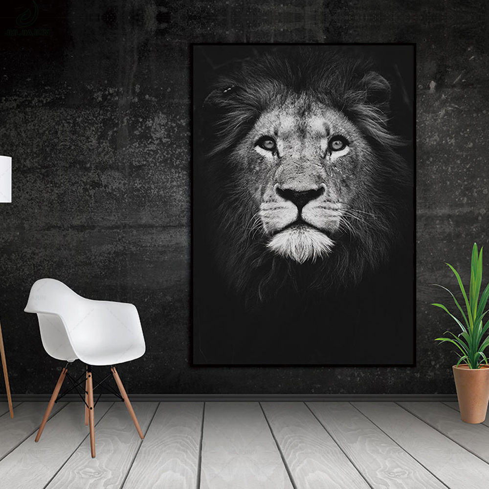 Modern Lion Canvas Wall Art Animal Poster Painting Home Decor Pictures For Living Room - 1