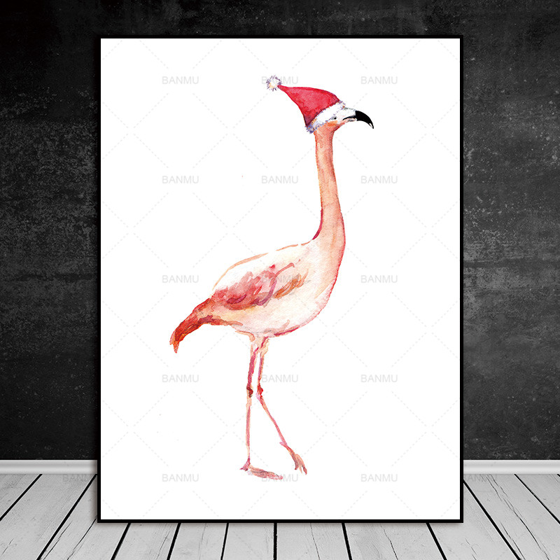 Watercolor Flamingo Canvas Art Living Home Wall Print Painting Poster Pictures - 3