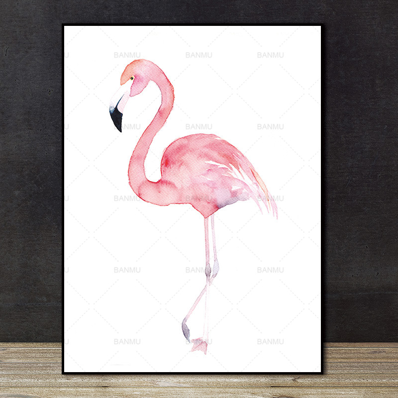 Watercolor Flamingo Canvas Art Living Home Wall Print Painting Poster Pictures - 6