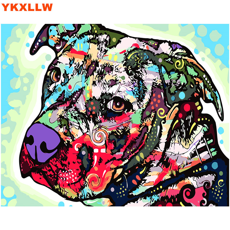 Oil Painting By Numbers Abstract Acrylic Paint Animal Colorful Dog Cat Decorative Canvas Coloring Number Drawing - 2