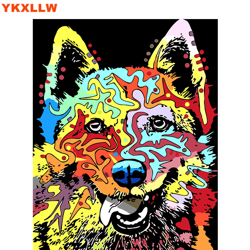 Oil Painting By Numbers Abstract Acrylic Paint Animal Colorful Dog Cat Decorative Canvas Coloring Number Drawing - 3
