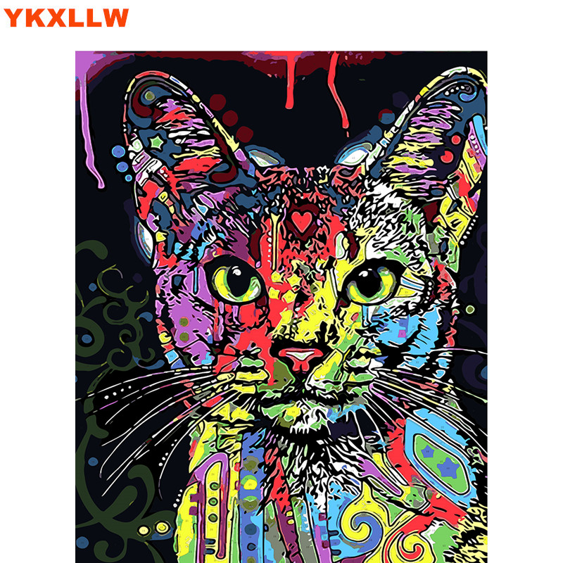 Oil Painting By Numbers Abstract Acrylic Paint Animal Colorful Dog Cat Decorative Canvas Coloring Number Drawing - 4