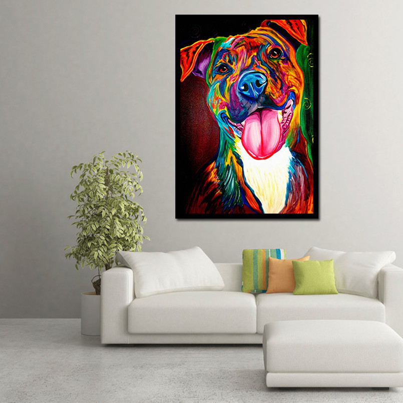 Colorful Dog Oil Painting Canvas Picture Coloring By Number Drawing Craft Living Room Paintings - 2