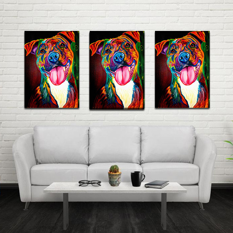 Colorful Dog Oil Painting Canvas Picture Coloring By Number Drawing Craft Living Room Paintings - 5