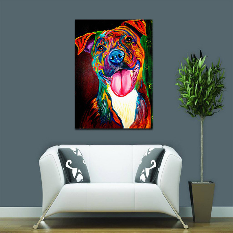 Colorful Dog Oil Painting Canvas Picture Coloring By Number Drawing Craft Living Room Paintings - 6
