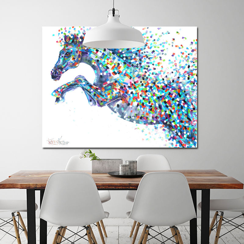 Reliabli Canvas Painting Animal Art Abstract Colorful Horse Running Picture Wall Prints Decorative Living Room - 2