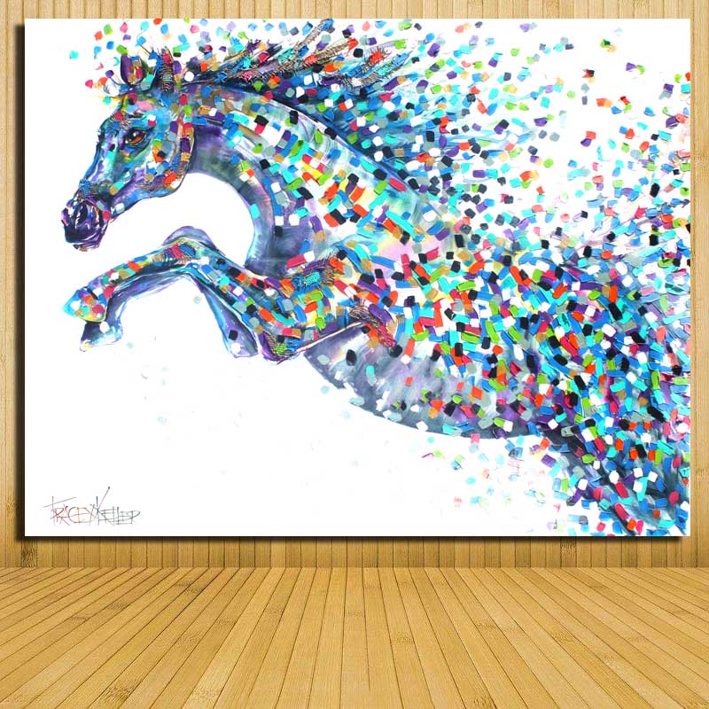 Reliabli Canvas Painting Animal Art Abstract Colorful Horse Running Picture Wall Prints Decorative Living Room - 6