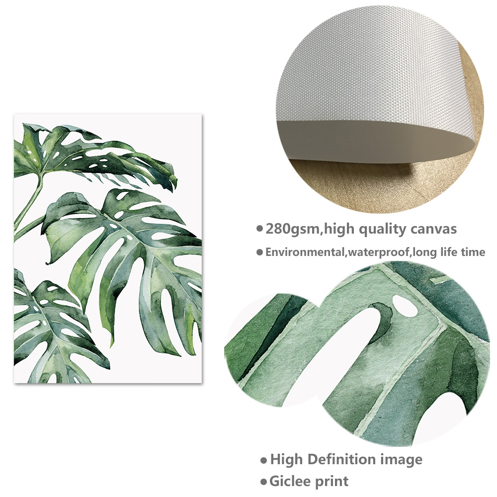 Watercolor Leaves Wall Art Canvas Painting Green Style Plant Nordic Posters Prints Decorative Picture Modern Home - 5