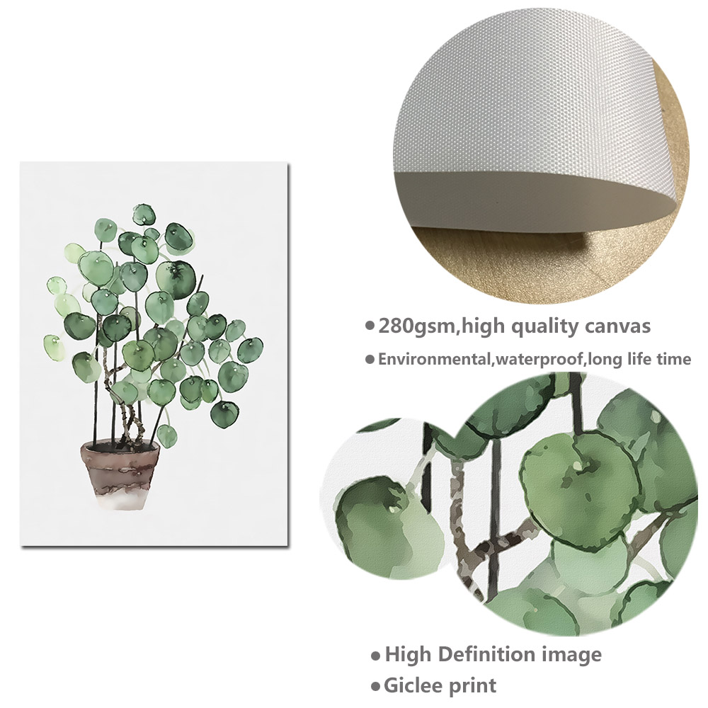 Watercolor Plant Leaves Poster Print Landscape Wall Art Canvas Painting Picture Living Room Home Cactus - 5
