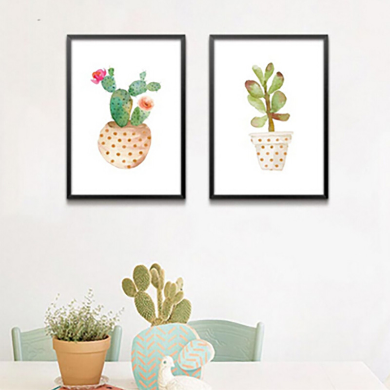 Nordic Watercolor Succulent Green Plant Canvas Art Print Poster Cactus Wall Paintings Modern Home No Frame Painting - 4