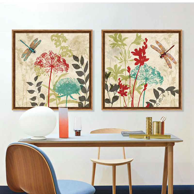Bana Flowers Dragonflies Vintage Floral Prints Canvas Pictures Bedroom Home Decorative Wall Art Schilderij - 4