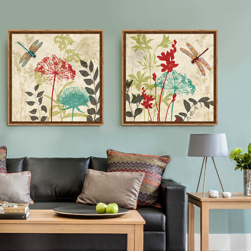 Bana Flowers Dragonflies Vintage Floral Prints Canvas Pictures Bedroom Home Decorative Wall Art Schilderij - 5